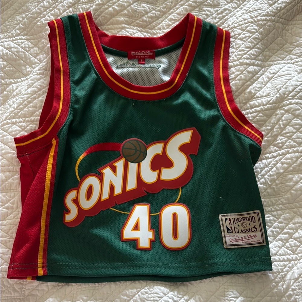 Mitchell & Ness Green and Red Crop Top